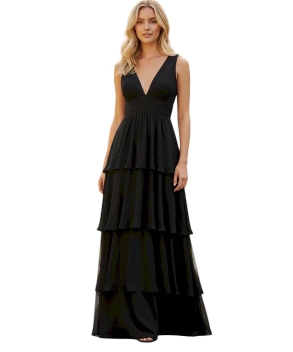 Lulus Black Amazing Evening Black Tiered Maxi Dress Size Large New NWT #88